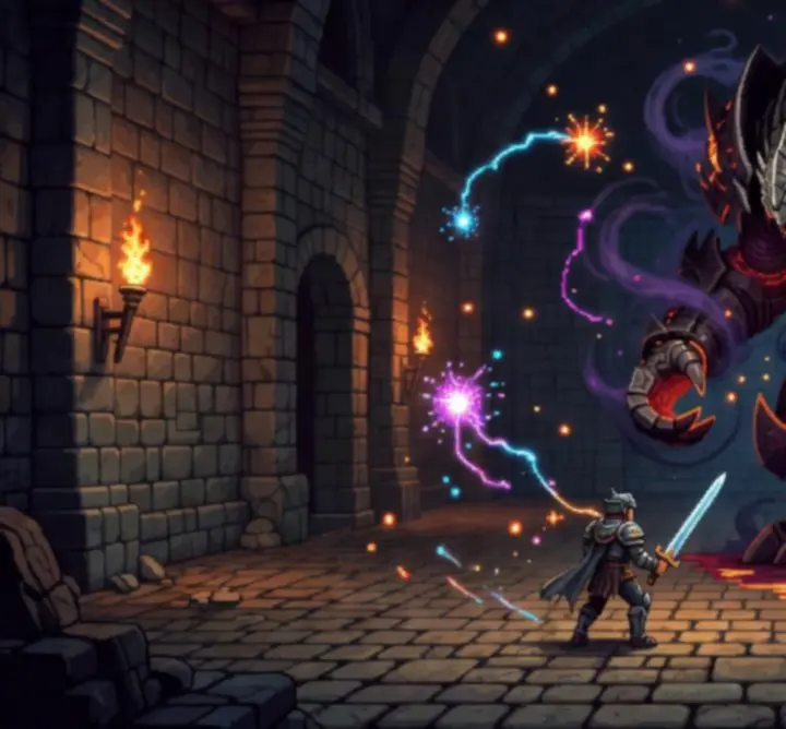 Affrontement contre un boss géant dans Sword Of Xolan